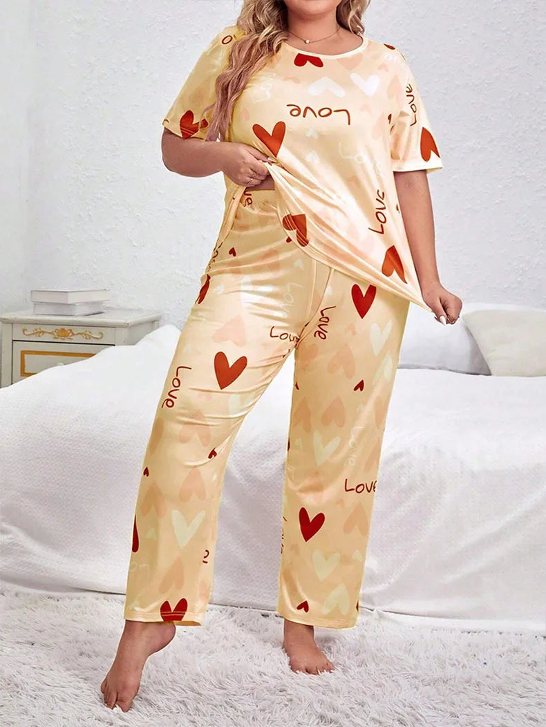 Pyjama Femme Ensemble Short Sleeve Sleepwear Woman Pajamas Set Home Wear Set Big Size Women's Pajamas Summer Ladies Pyjamas Pjs