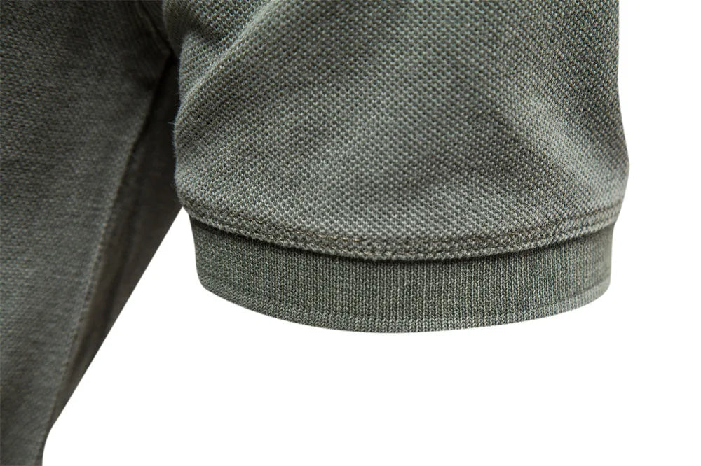 2025 Men's Summer Short Sleeve Lapel Polo Shirts 100% Cotton Solid Slim T-shirts Fashion Casual Business Golf Sport Tops for Men