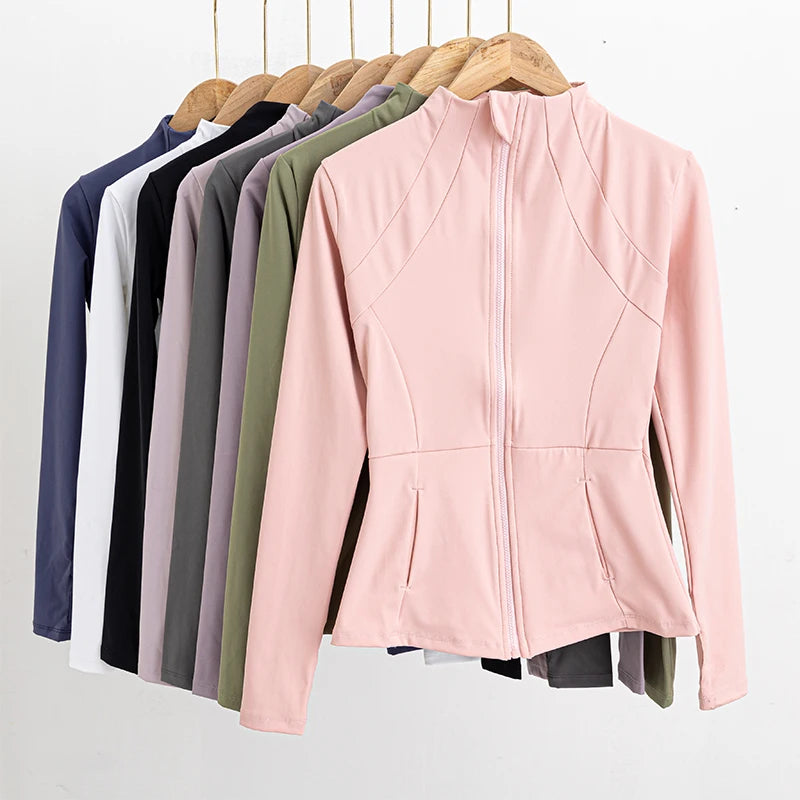 Yoga Clothes Windbreaker Women's Autumn Winter Professional Sports Jogging Cycling Long-sleeved Fitness Running Shirts Tops Gym