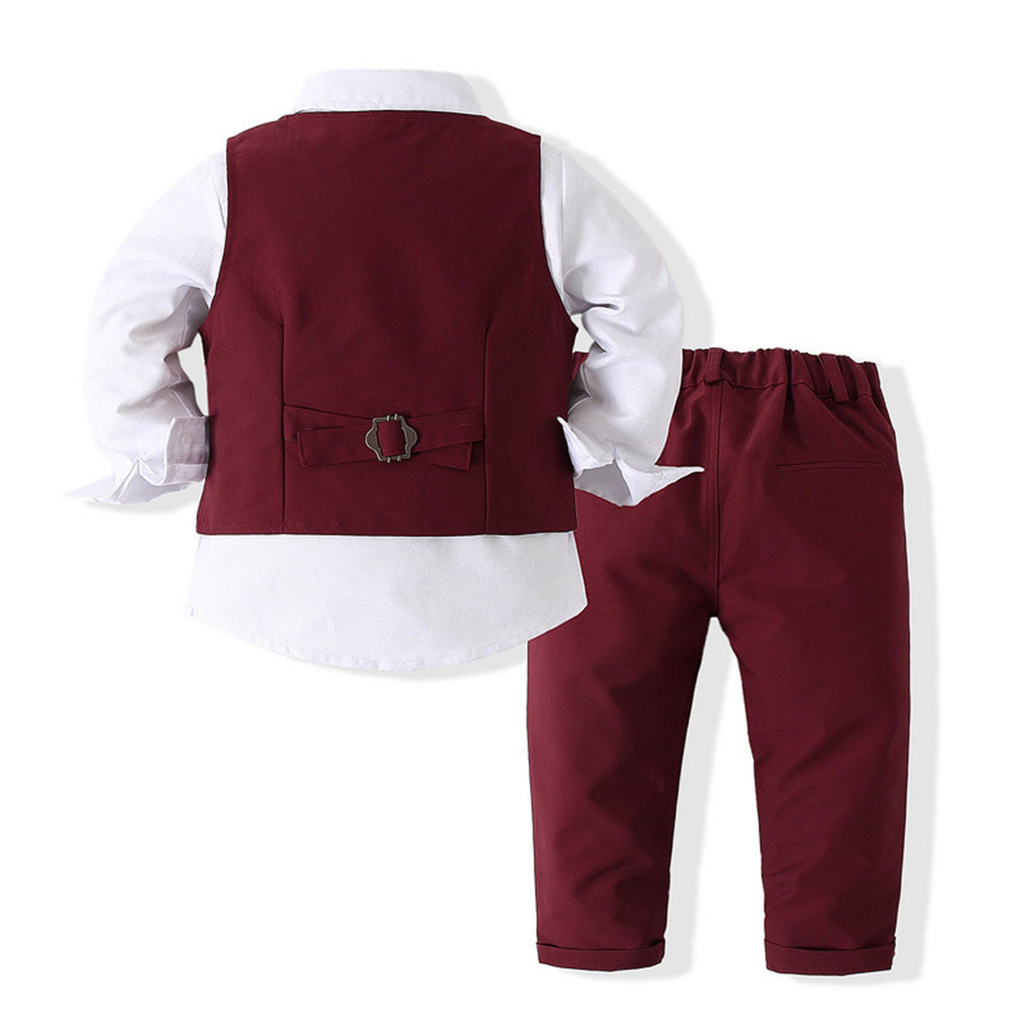 Boys Suits Gentleman Tuxedo Bow Tie Shirt Suit Vest Pants 4 Pcs Chic Toddler Baby Clothes Gentleman Outfit for Baptism Birthday