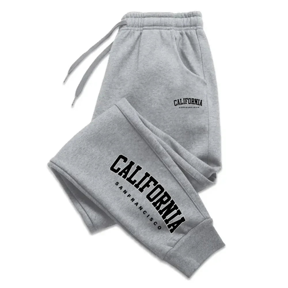 Men's Tracksuit Pants Jogger Track California Print Sweatpants Spring Autumn Fleece Pants Men Clothing Gym Sports Loose Trousers