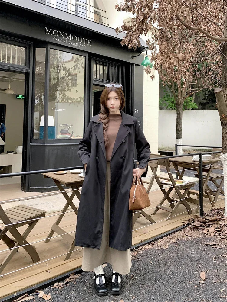 2025 Women's Coat Plus Size Mid-Length Jacket British Style Fashionable Temperament Spring Autumn Arrival Windbreaker Outerwear