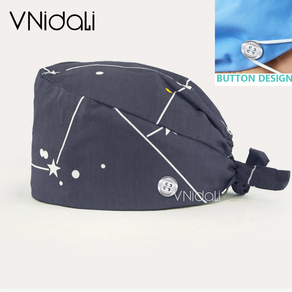 Women Beauty Work Hats Pet Grooming Nursing Work Scrub Hats Surgical Hats for doctors nurse hats scrub cap with button