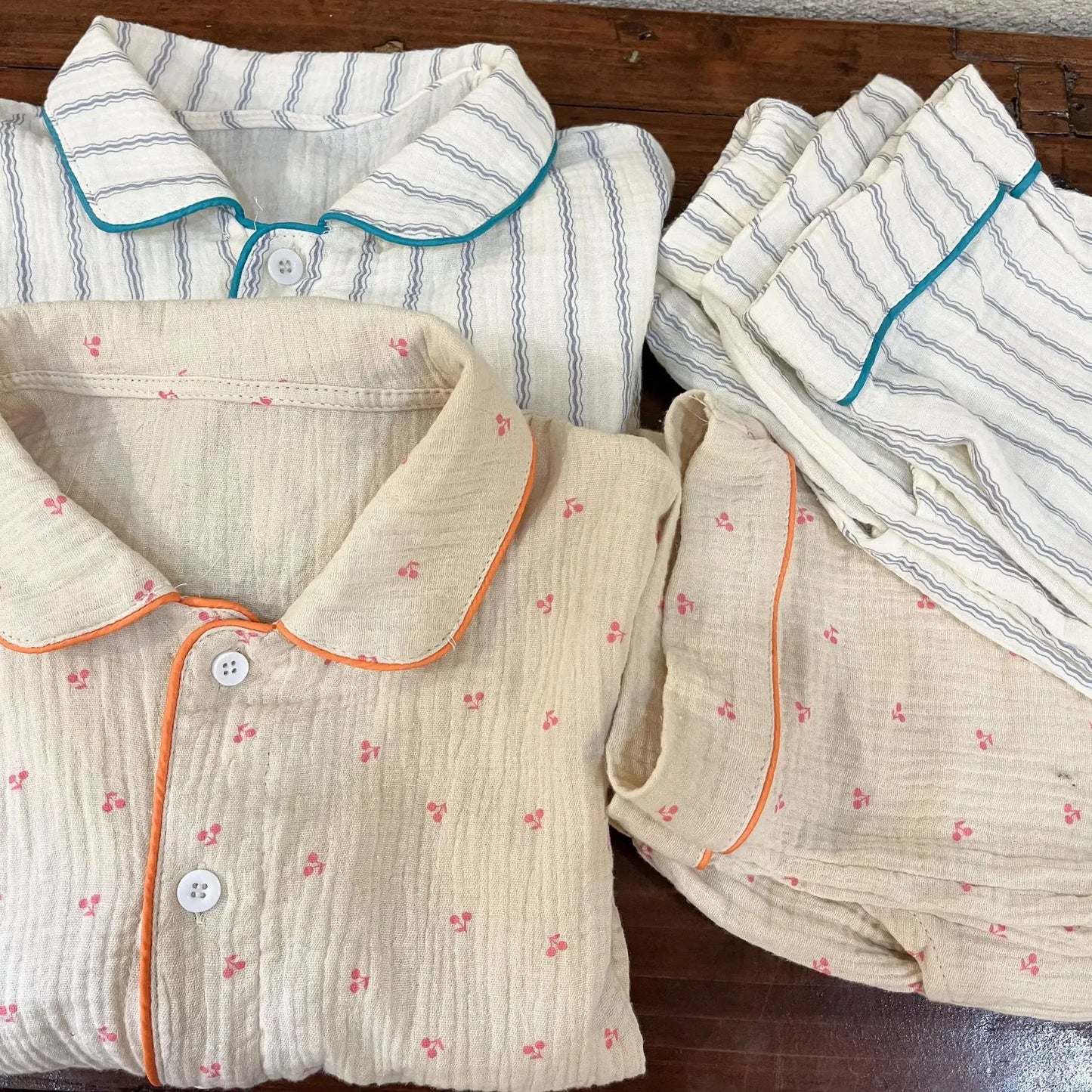 Pajama Sets New Spring Autumn Season Pure Cotton Gauze Baby Long Sleeved Girl Boys Childrens Clothing Sleepwear