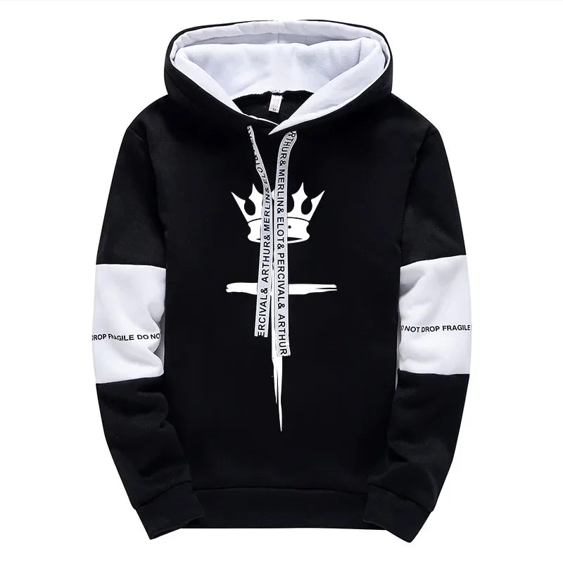 Cross Crown Print Sweatshirts Sweatpants High Quality Street Fashion Tracksuit 2025 Fall/winter Men's Sportswear 2pcs Set