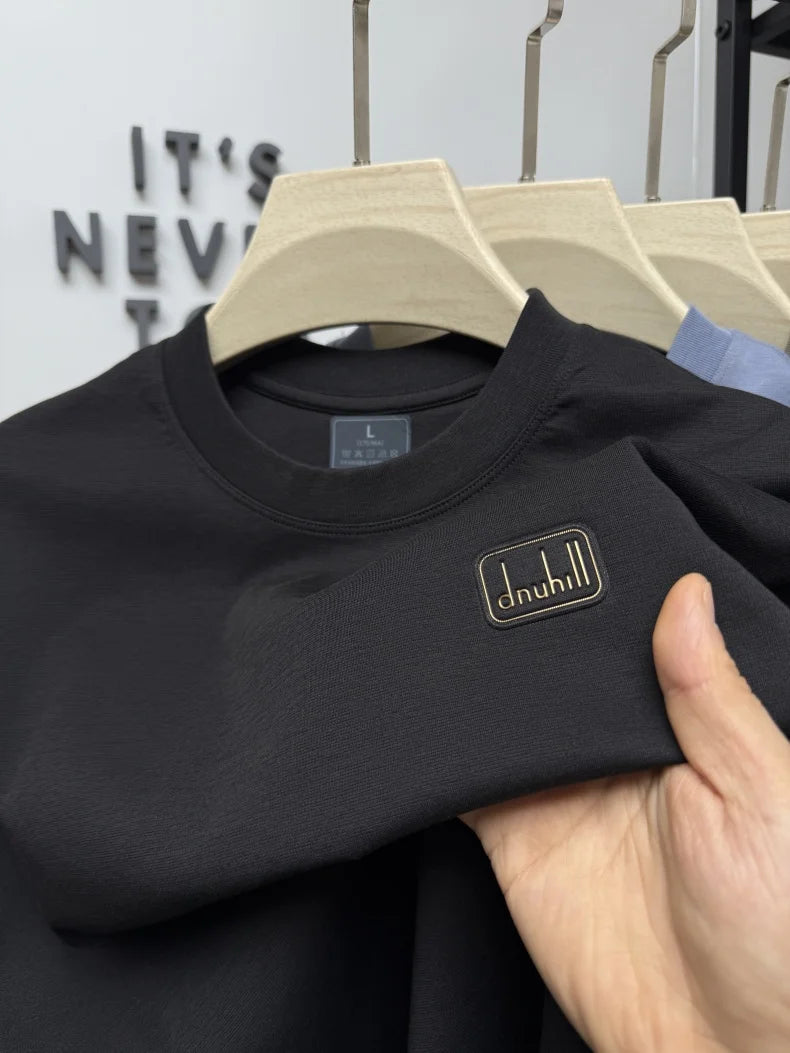 Men's short sleeved T-shirt 2025 summer hot item solid color round neck high-quality simple trendy casual base shirt for men top