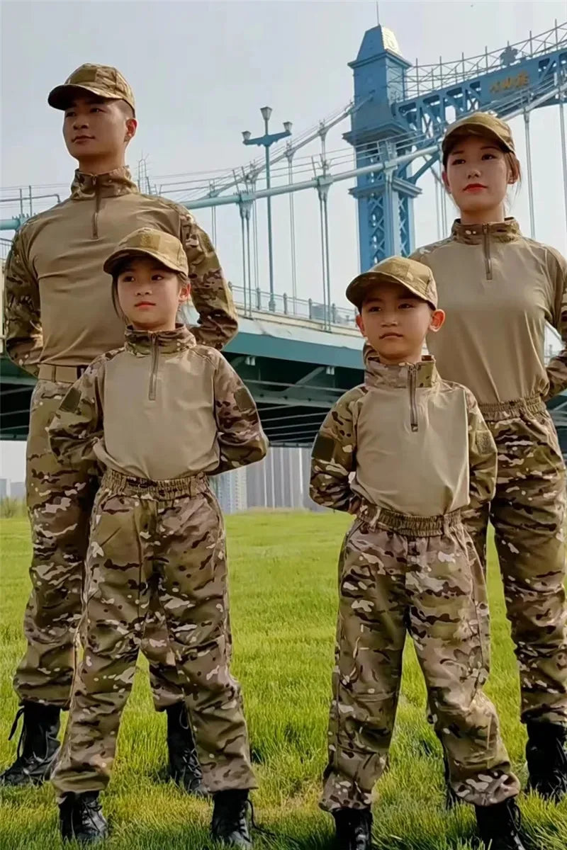 Boys  Tactical  Uniform Hunting Clothing Sets Children Airsoft Camouflage Suits Hiking Training Outdoor Parent-child