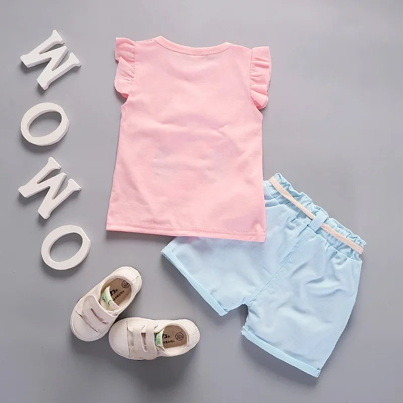 Children's Girls Clothes Summer New Baby Girl Fashion Cute Vest Shorts 2Pcs/Sets Infant Outfits Kids Tracksuits 1 2 3 4 Years