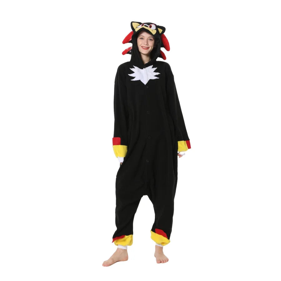Sonic Anime Cartoon Plush Pajama Onesie Winter Flannel Adult Kids Sleepwear Warm Cosplay Bathrobe  Pijama Onesies