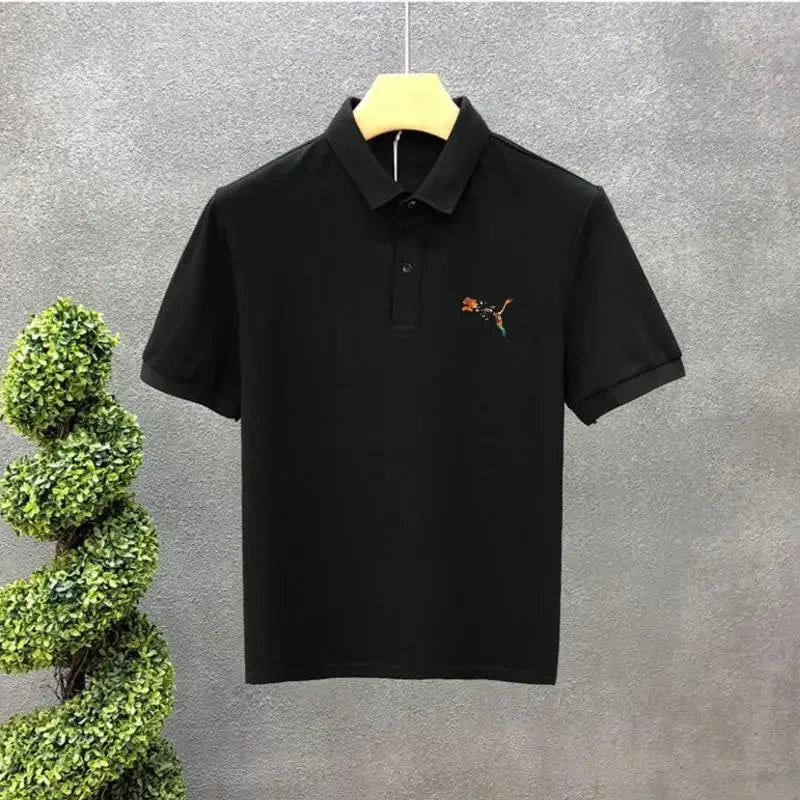 Polo Shirts Anime Male with Collar Tee Hip Hop Tops Heather Mens T-shirt Original Short Quarter Sleeve Aesthetic Casual Stylish