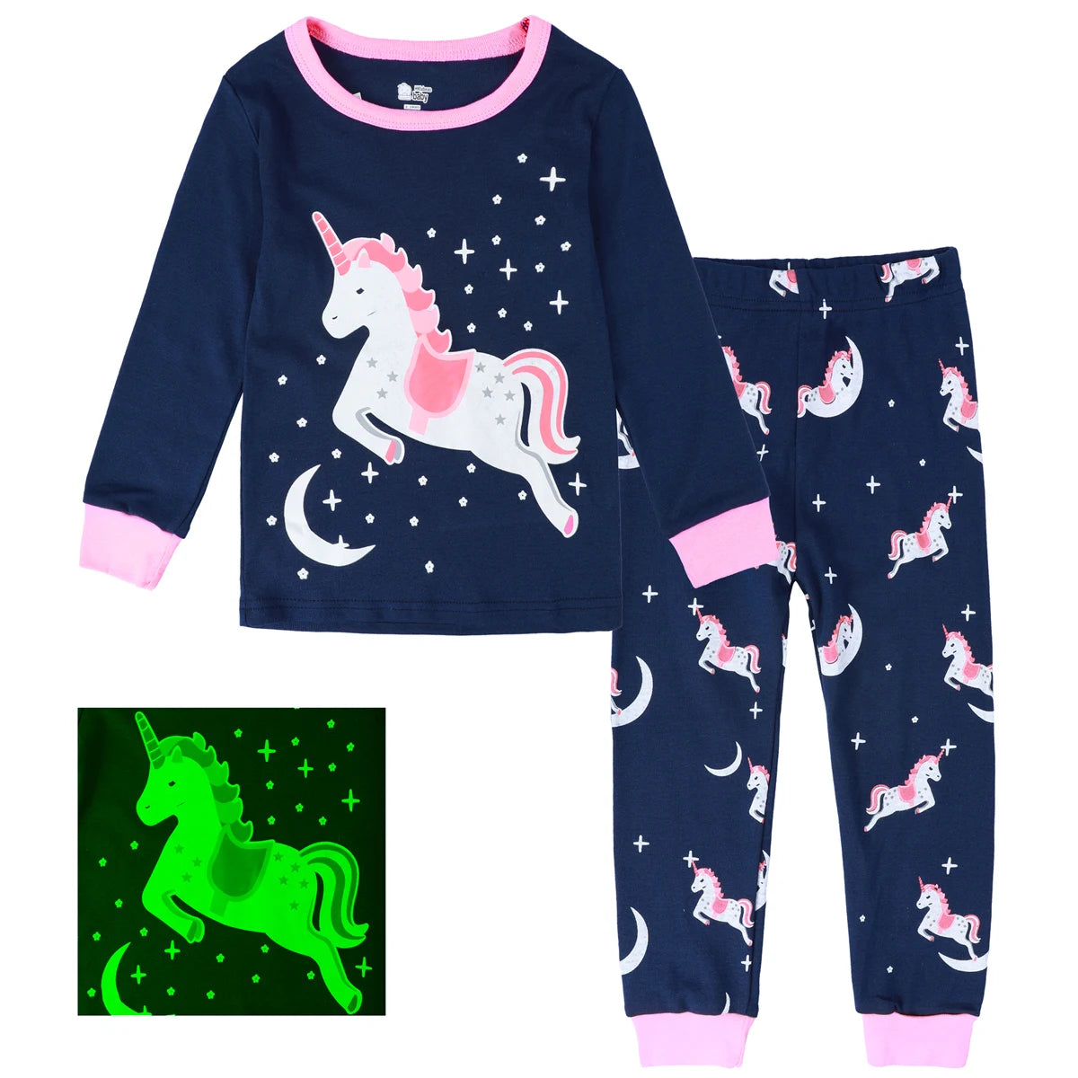 Girls Unicorn Pajama Sets Girl Pijamas Kids Skeleton Glowing in the Dark Pyjamas Sleepwear Boys Halloween Pjs