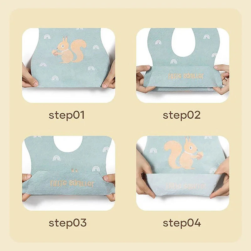 Kids Disposable Baby Bibs Baby Stuff Cartoon Printed Boys Girls Bib Adjustable Toddler Newborn Feeding Bib Burp Cloths Scarf