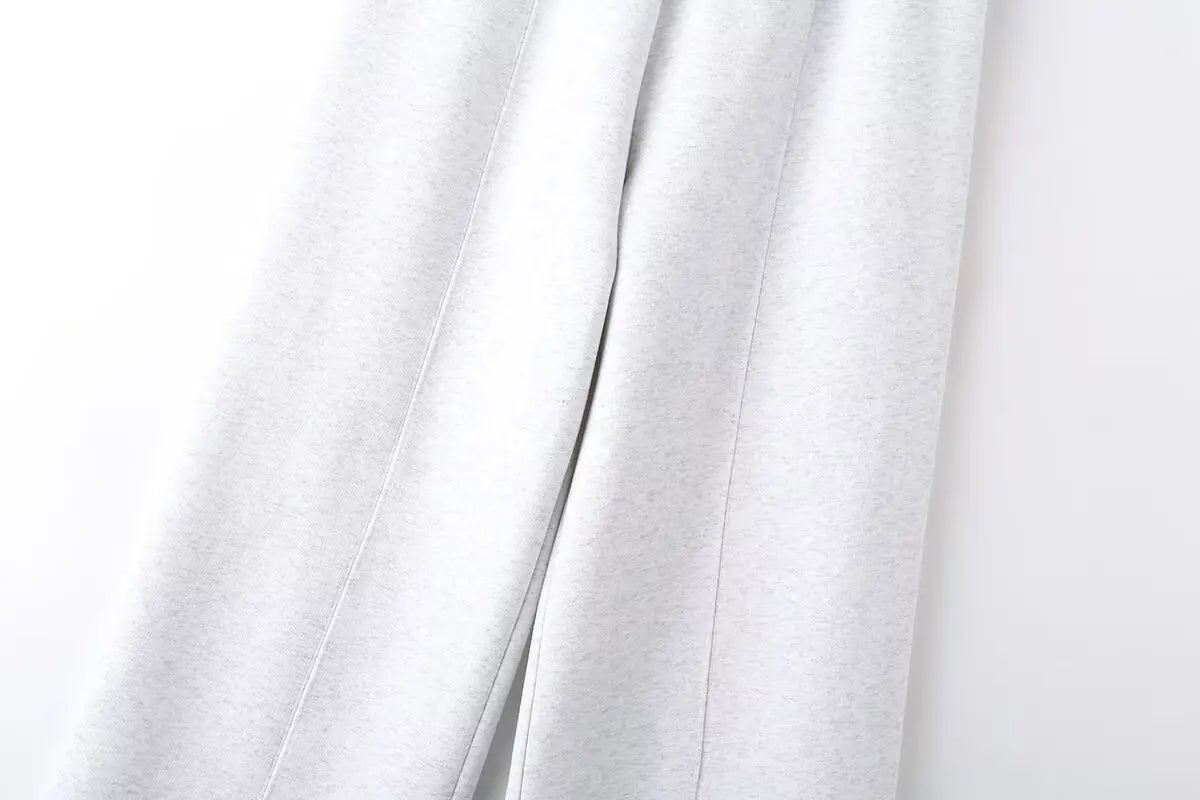 TRAFZR Cotton Zipper Cardigan Sets To Woman 2024 Tracksuit Suits Baggy Pants Sportswear Women Sweater 2 Piece Set Women Outfits