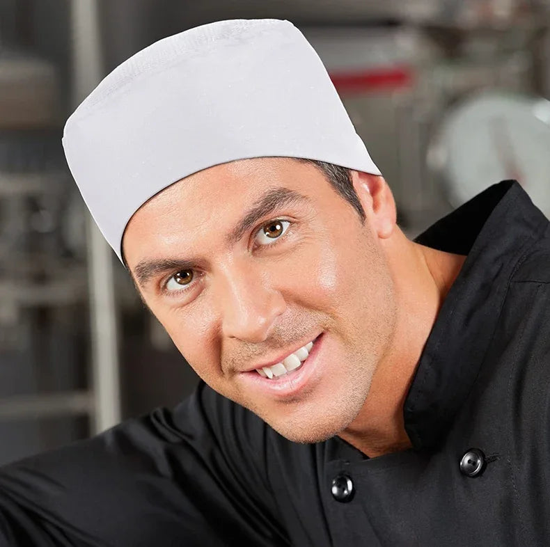 Chef Hats for Men Women Chef Beanie Cook Caps for Japanese Korean Style Cuisine Hats Thick Thin Net Flat Cap for Sushi Waiter