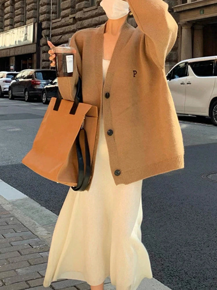 Solid Woolen Cape Coat for Women Autumn Winter Woman Clothing Button Up Cardigan Sweater Female Coats Outfits New In Outerwears