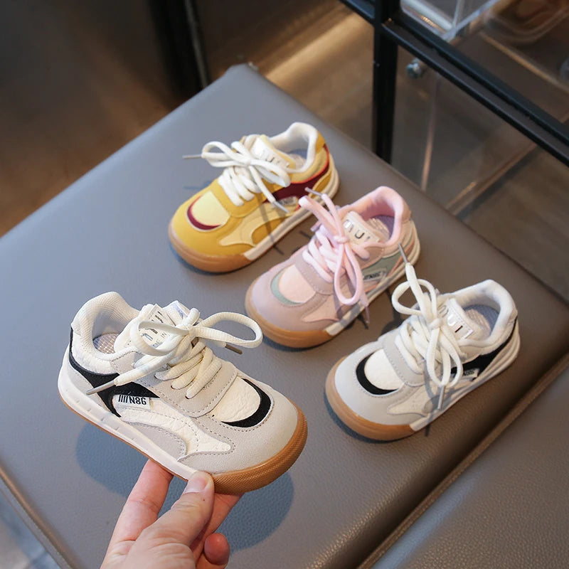 Korean version Kids sports shoes  2025 new four season double mesh breathable girls' fashionable boys' single shoes