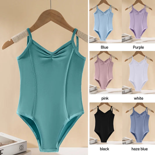 Girls' ballet dance clothes, girls' gymnastics clothes, girls' exercise clothes, V-back sling jumpsuits