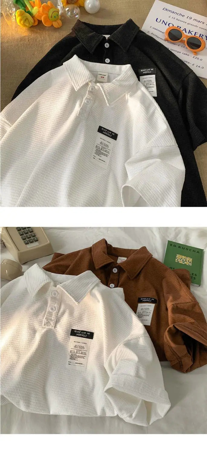 Polo Shirt Short Sleeve Men's Summer American Style Loose Couple T-shirt Japanese Trendy Brand Half Sleeve