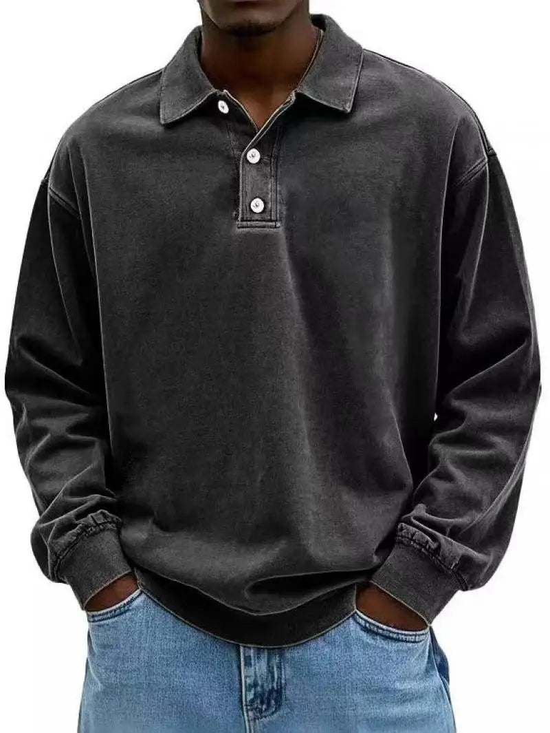 2025 Men Long Sleeve Polo Shirts Mens Breathable Tees Casual Golf Polo Shirt Work T-Shirt Pullover Tops Man Bottoming Polo Shirt