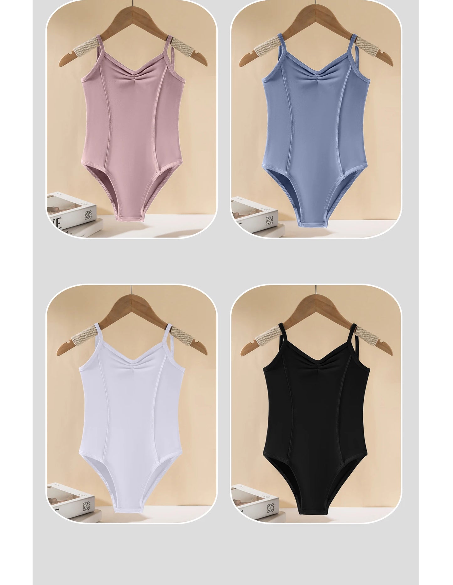 Girls' ballet dance clothes, girls' gymnastics clothes, girls' exercise clothes, V-back sling jumpsuits