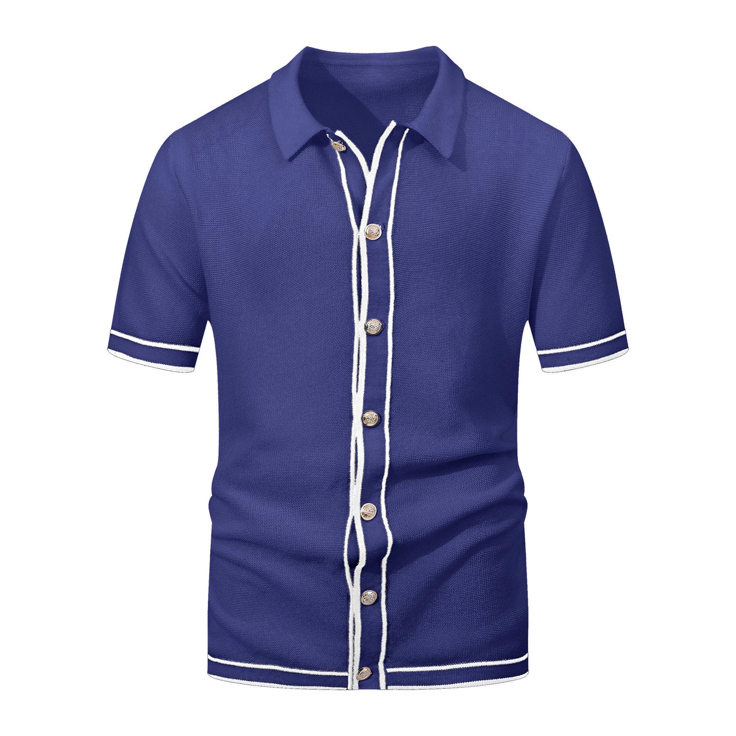 Men's Polo Shirts 2025 Summer Mens Retro Knit Lapel Striped Brand Fashion Short-Sleeved Breathable Casual Slim Tops Men US Size