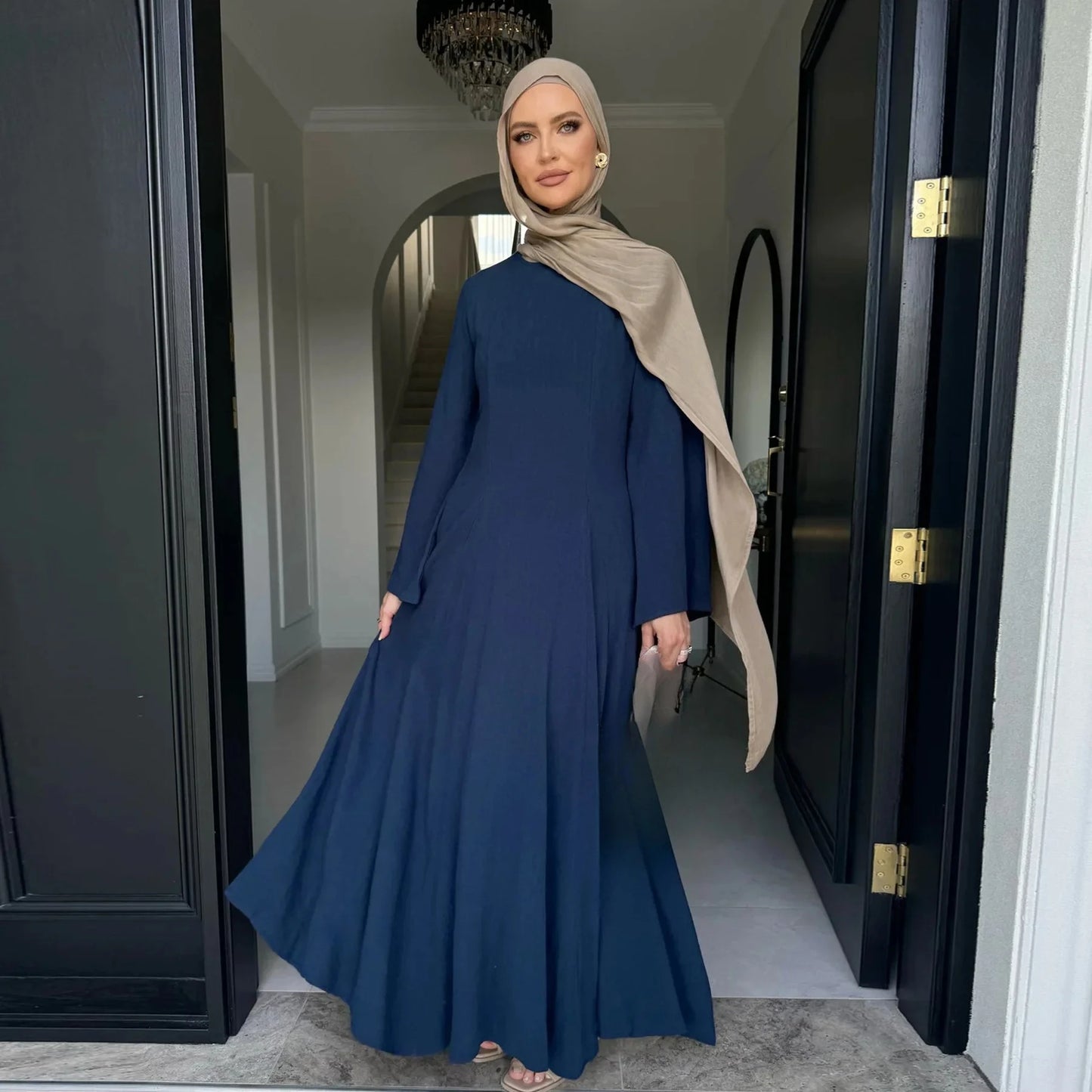 Clothes for Muslim Women Solid Robe Malay Turkey Dubai Zipper Cardigan Robe Fashion Simplicity Summer Dress Abayas for Women