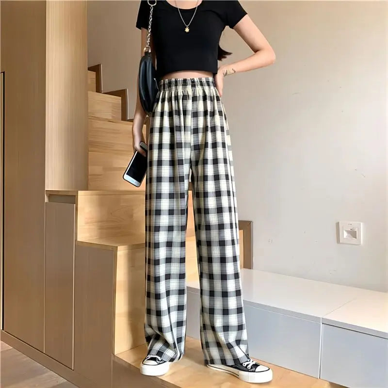 2025 New Women Christmas Pajama pants Autumn Winter Plaid Printed Pants Fashion Casual Wide Leg Pants Clothing Streetwear