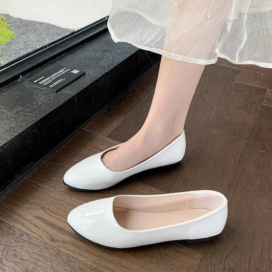 Women's Uniform Leather Shoes Spring Autumn Women Causal Flat Shoes Formal Versatile Black Ladies Ballet Shoes Non-slip Loafers