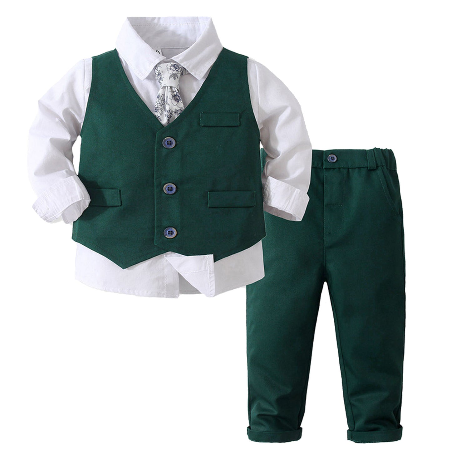 Boys Suits Gentleman Tuxedo Bow Tie Shirt Suit Vest Pants 4 Pcs Chic Toddler Baby Clothes Gentleman Outfit for Baptism Birthday