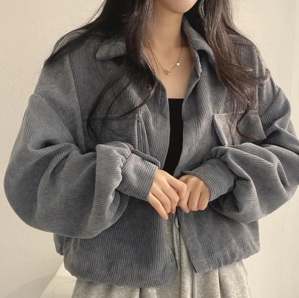 Women Coats Jackets Turn Down Collar Casual Loose Full Sleeve Coat Y2k Streetwear Jacket Work Outerwear Autumn Winter 2025