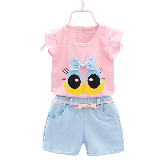 Children's Girls Clothes Summer New Baby Girl Fashion Cute Vest Shorts 2Pcs/Sets Infant Outfits Kids Tracksuits 1 2 3 4 Years