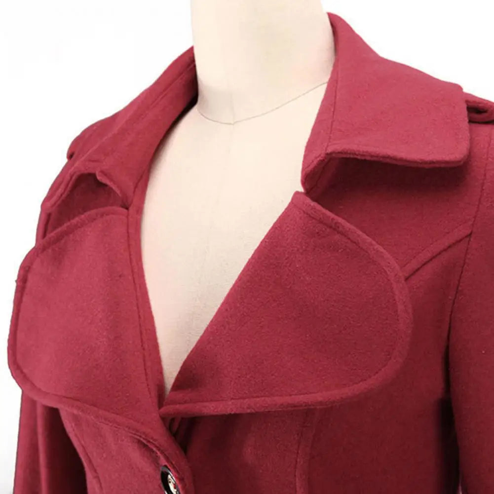 Long Women Woolen Coat Autumn Winter Single Breasted Turndown Collar Slim Fit Woolen Ladies Trench Coat Overcoat Women Jackets