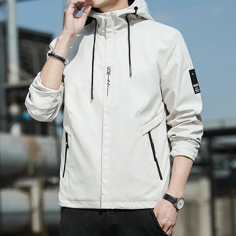 Men Hooded Jacket Autumn Thin Breathable Fashion Casual Coat Long Sleeve Outwear Sportswear Mens Streetwear Windbreaker Top