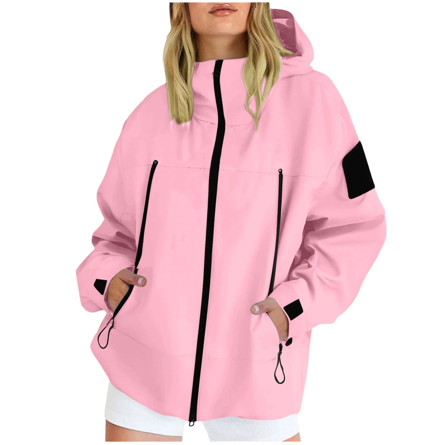 Women'S Tops Hooded Windbreaker Women'S Jacket Waterproof Coat Outdoor Travel Contrast Functional Style Solid Color Adventure