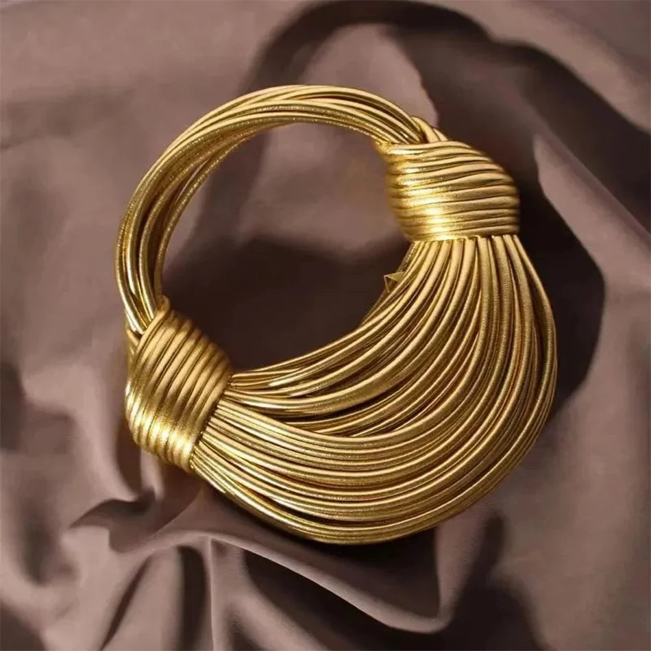 Handbags for Women  Gold Luxury Designer Brand Handwoven Noodle Bags Rope Knotted Pulled Hobo Silver Evening Clutch Chic