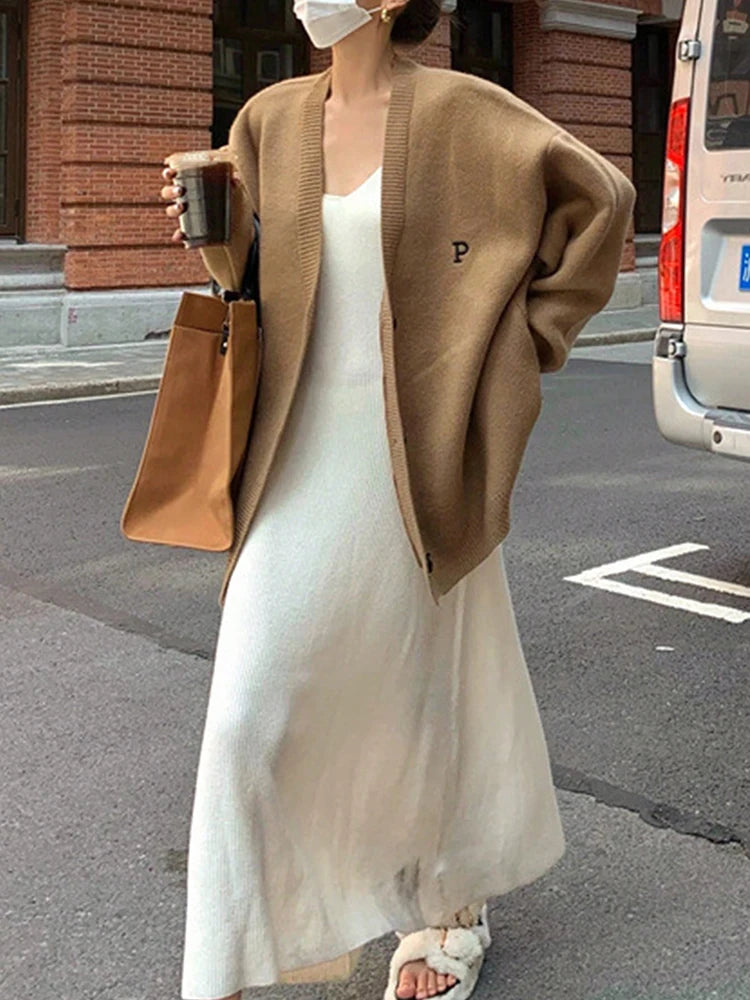 Solid Woolen Cape Coat for Women Autumn Winter Woman Clothing Button Up Cardigan Sweater Female Coats Outfits New In Outerwears