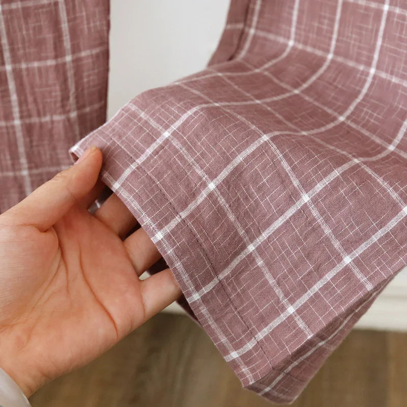 2025 Japanese New Men's Spring/Summer Pajama Set 100% Cotton Plaid Long Sleeve Pants Two Piece Set Large Relaxed Home Furnishing