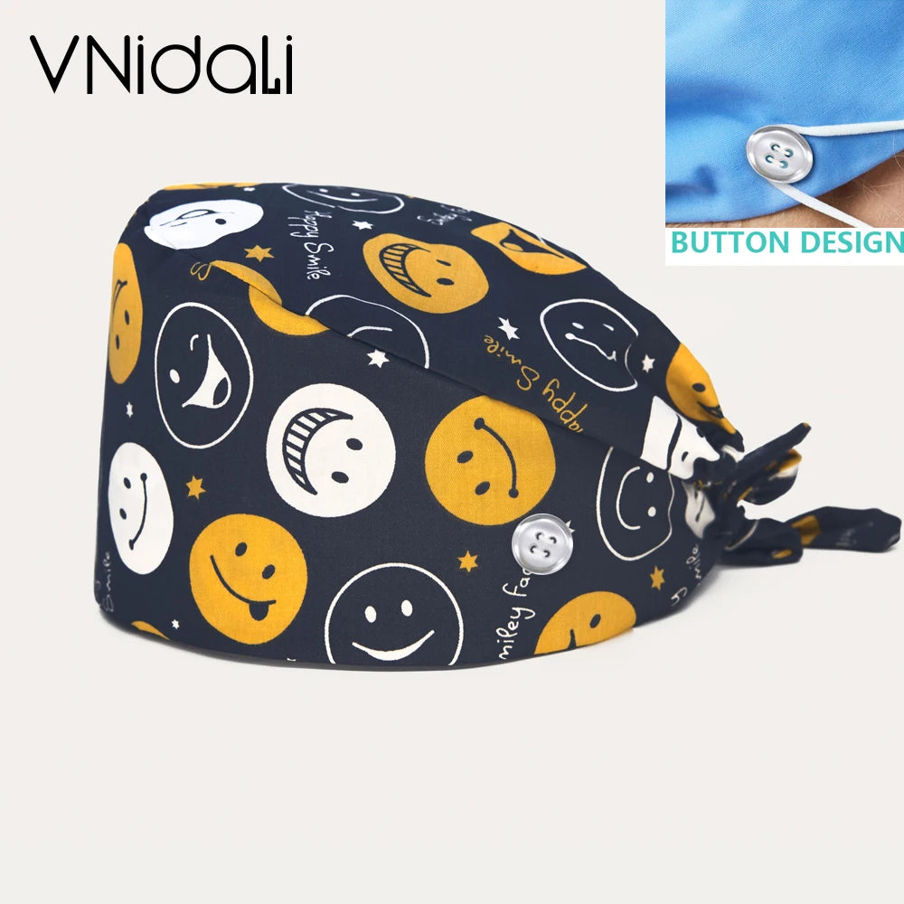 Women Beauty Work Hats Pet Grooming Nursing Work Scrub Hats Surgical Hats for doctors nurse hats scrub cap with button