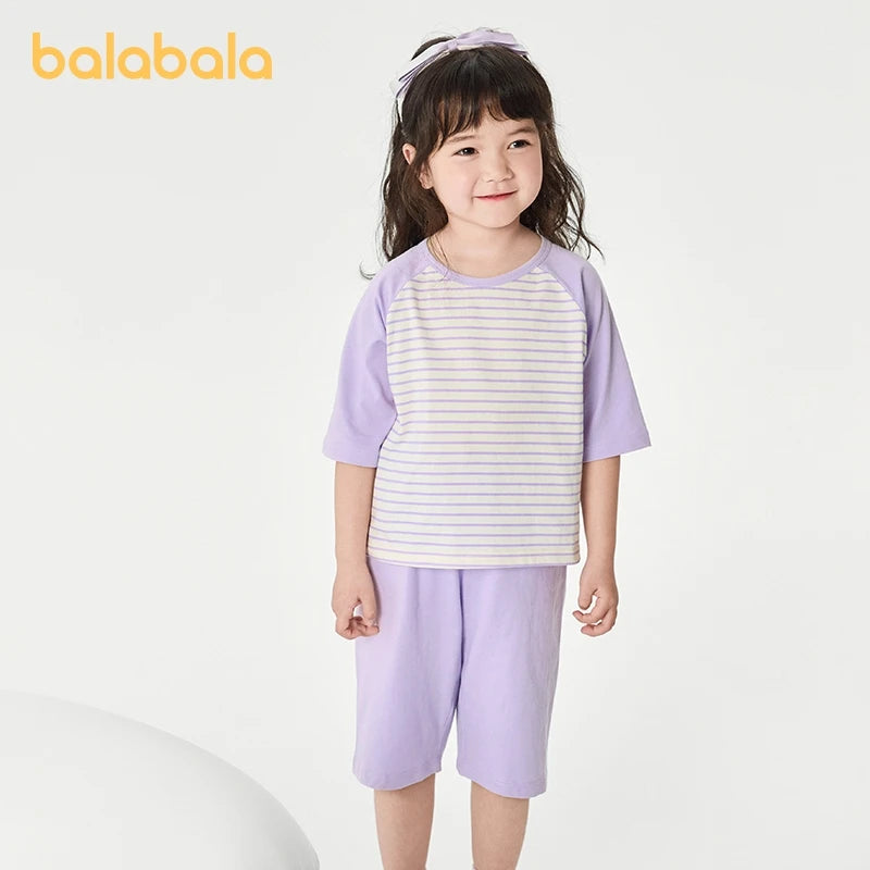 Balabala Pajama Sets Boys GirlsThin 2025 Summer New Air-conditioned Clothing Home Wear for Young and Older Children Parent-Child