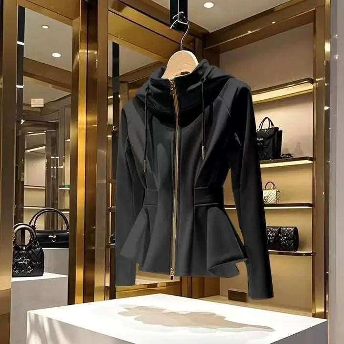 Fashion White Hooded Coat Women Spring Autumn 2025 New Luxury Unique Casual Korean Jacket Hoodie Sweatshirt Clothing