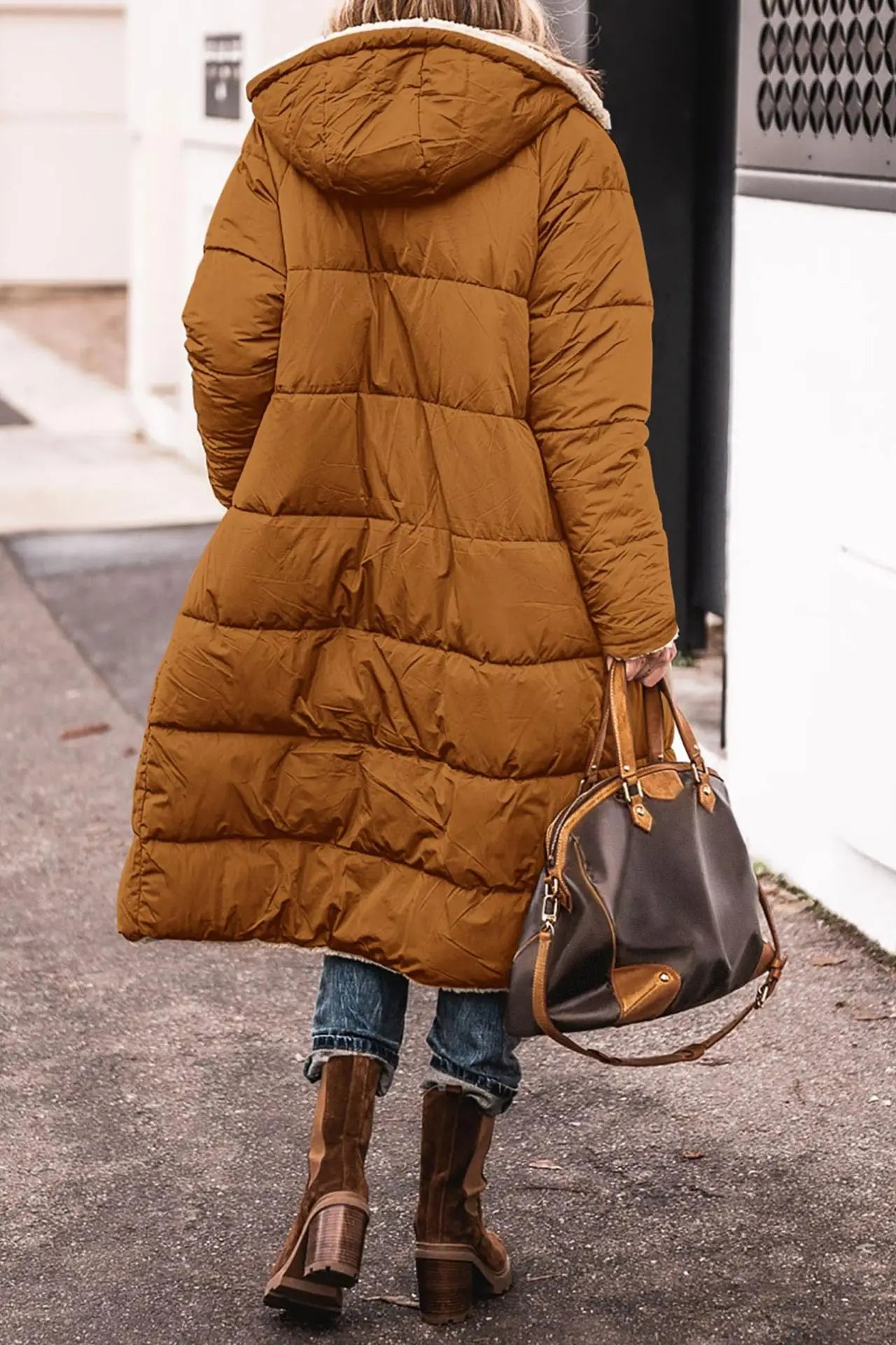 Fashion Women's Coat Winter Hooded Long Sleeve Long Warm Temperament Comfortable Casual Solid Color Ladies Coat