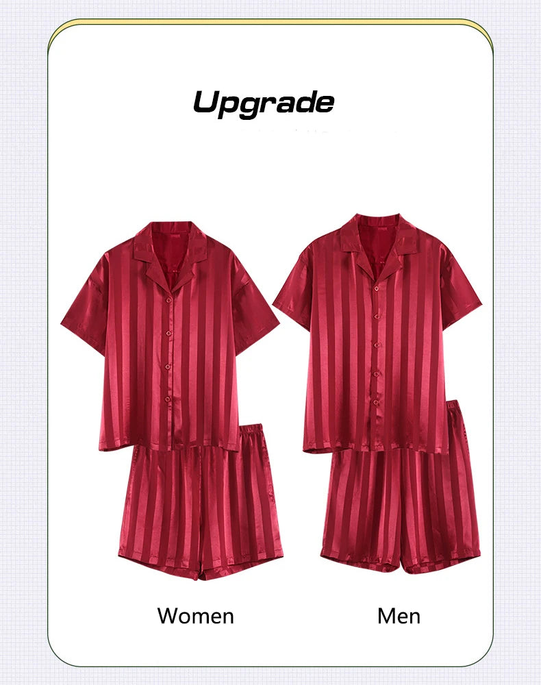 Pajamas Sets for Women Men Sexy Sleepwear Silk Women Pijama Sets Long Sleeve Cardigan Set Female Ice Silk Pyjamas Home Clothing