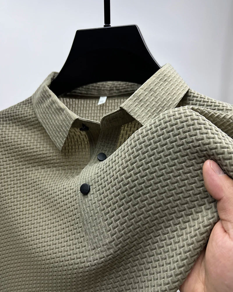 Summer Short Sleeve Polo Shirts Men Turn-Down Collar Anti-Wrinkle Solid Polos Tops Breathable Male Business Casual Tees Tshirts