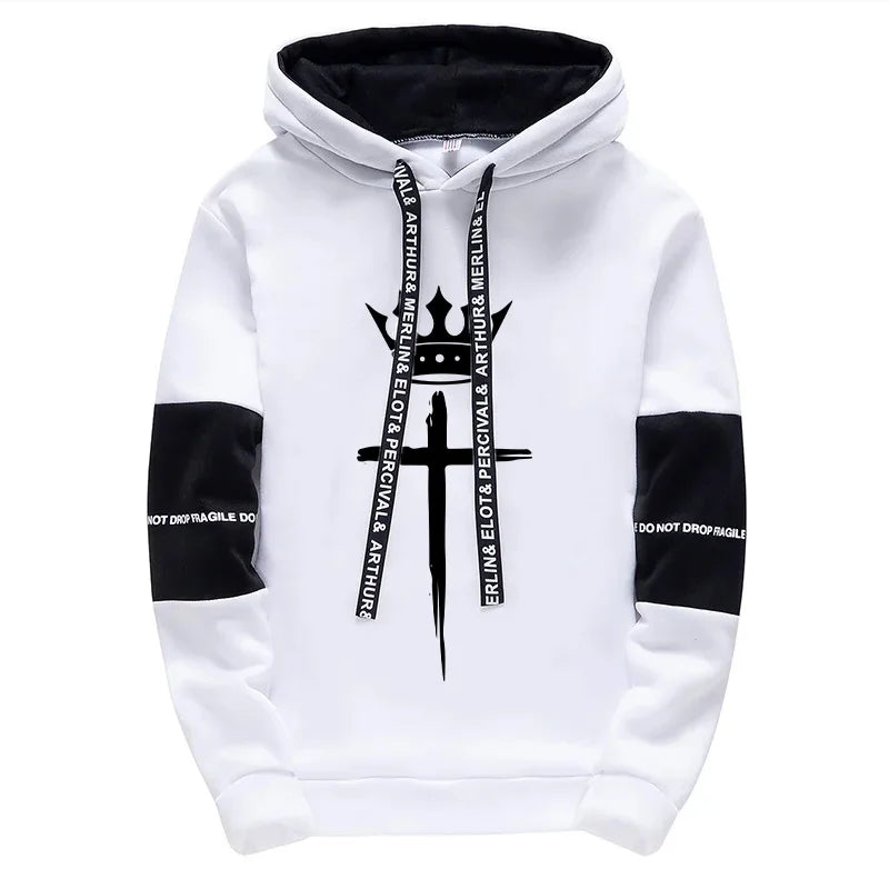 Cross Crown Print Sweatshirts Sweatpants High Quality Street Fashion Tracksuit 2025 Fall/winter Men's Sportswear 2pcs Set