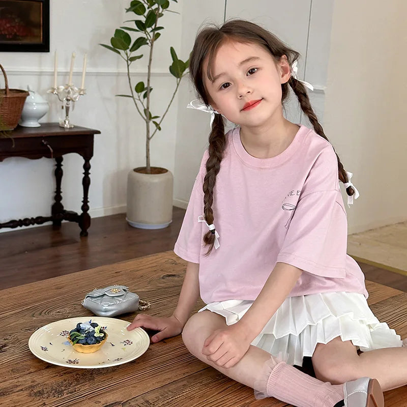 Kids Clothes Girl Children Short Sleeved Girl Clothes Summer T Shirt Tops Children Clothing  Boy Cloth Ropa De Niña Ropa De Niño