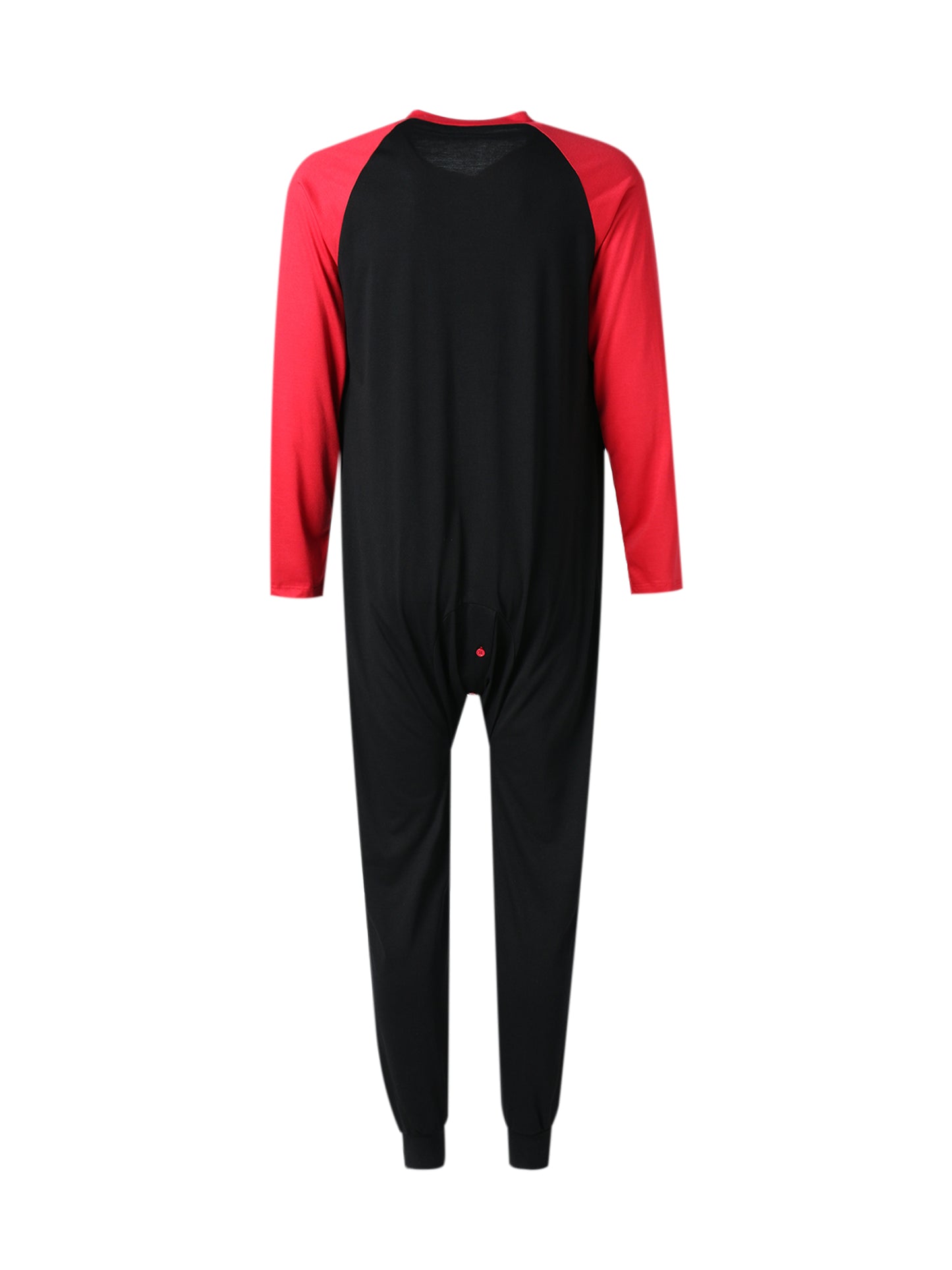 Men s Button Down  s Pajama Long Sleeve Round Neck Color Block Jumpsuit Nightwear For Adults
