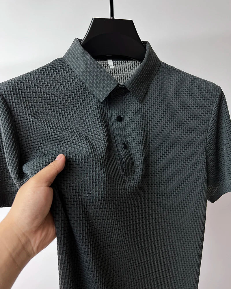 Summer Short Sleeve Polo Shirts Men Turn-Down Collar Anti-Wrinkle Solid Polos Tops Breathable Male Business Casual Tees Tshirts