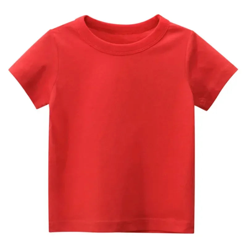 Kids Plain T Shirt Tops for Child Boys Girls Baby pure color Blank  Clothes White Black Children Summer Tees 1-16 Years