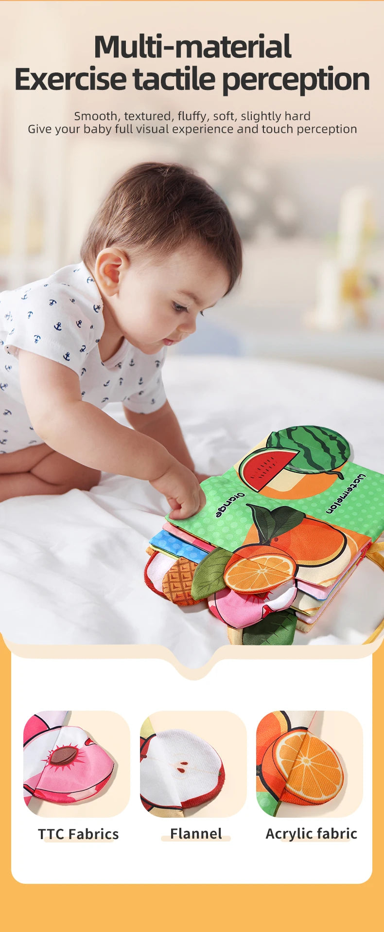 Baby Cloth Book 6 Pages 0-3 Year Old Early Education Parent-child Interaction Baby Toys For 0-3 Year Old Newborn Gifts