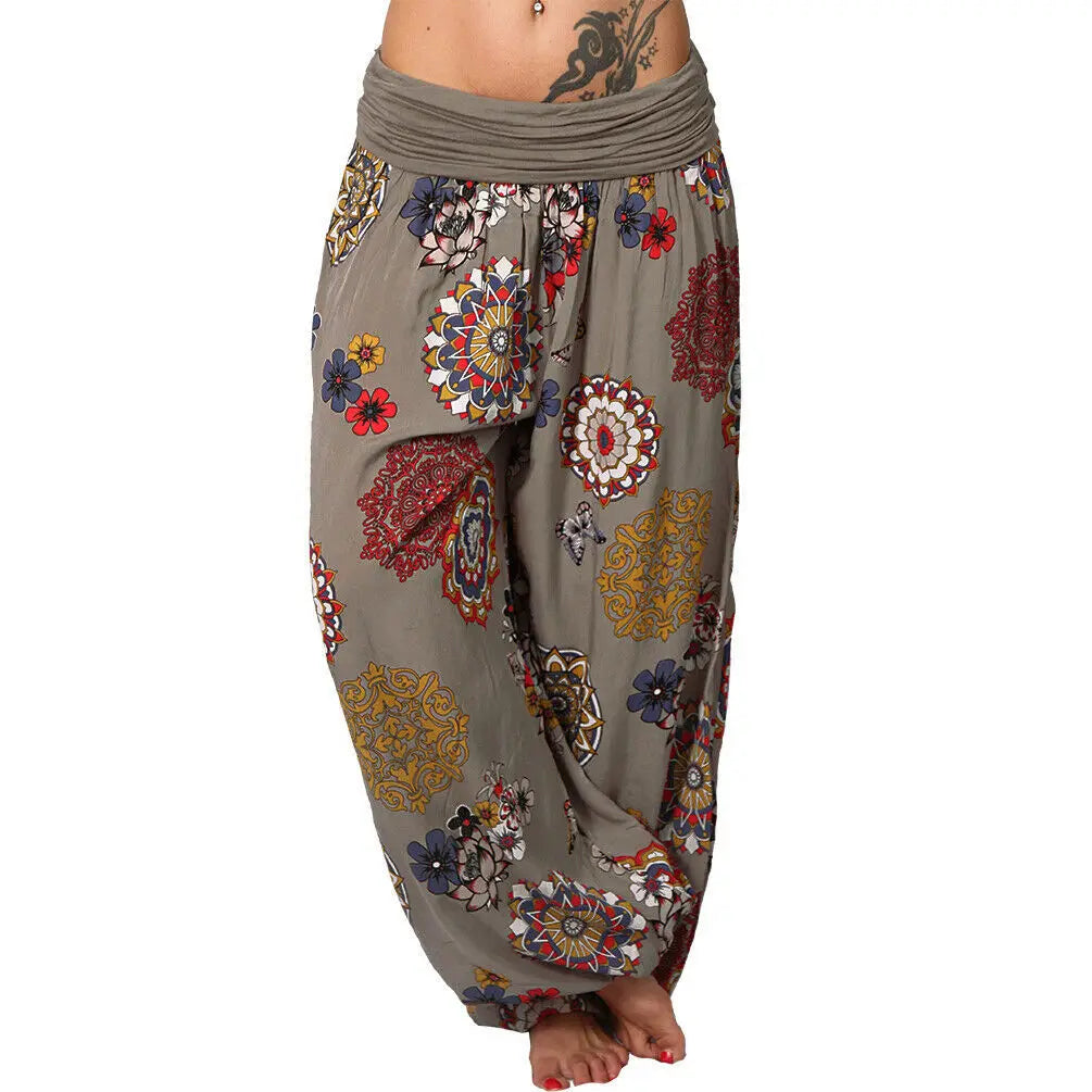 Women's Clothing Haren Pants New Digital Print Long Wide Leg Pants Retro Casual Pants Vacation Style Party Outfit